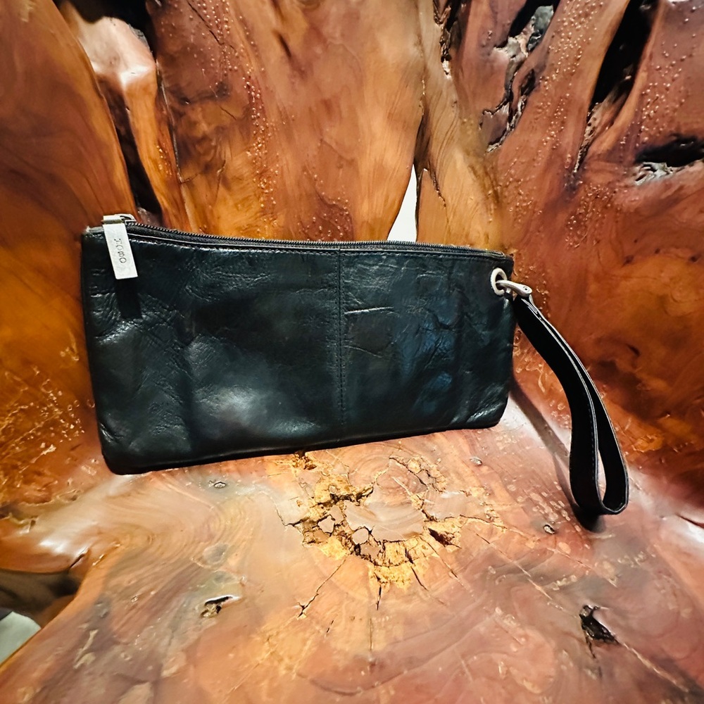 💫RARE 💫Vintage HOBO Intl. Black Leather ZOE Clutch Purse Wallet in Great Cndtn🤩